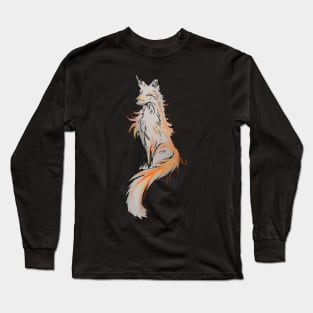 Fox - oil painting black Long Sleeve T-Shirt